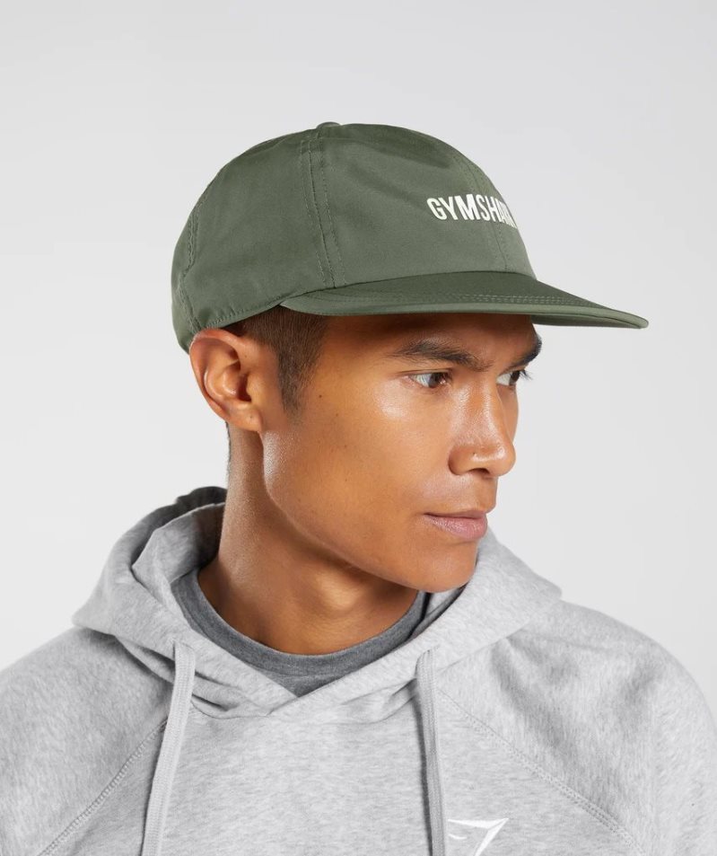 Gymshark Flat Peak Caps Olive | CA 1AD573